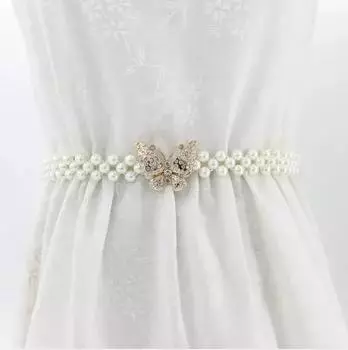 Женский элегантный пояс для украшения платья, тонкая модная жемчужная цепочка на талию с юбкой, простые плетеные из бриллиантов жемчужные пояса, аксессуары B