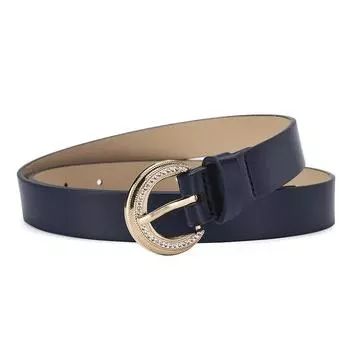 Женский элегантный простой декоративный ремень с пряжкой из сплава, инкрустированной стразами, высококачественный женский ремень Tide Length 106 Width 2.4 тёмно-синий