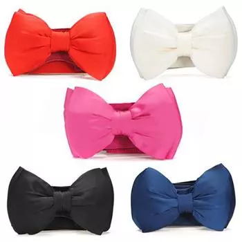 Женский элегантный широкий эластичный пояс с пряжкой-бантом, симпатичный эластичный пояс с бантом красный