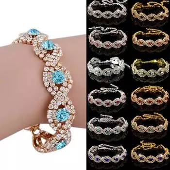 Женский элегантный свадебный банкетный браслет, коктейльный браслет со стразами one size красный/золотистый