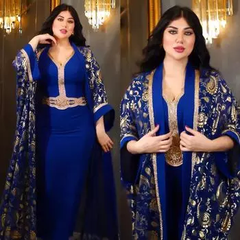 Женский элегантный свадебный вечер коктейльный наряд с принтом длинное платье макси мусульманский ближневосточный халат Джуба M вино красного