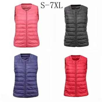 Женский элегантный ветрозащитный легкий жилет, тонкий пуховик без рукавов, повседневная теплая куртка 7XL, жилет, пальто XL серый