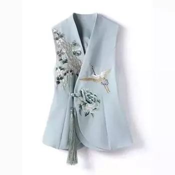 Женский элегантный жилет с вышивкой без рукавов, топ в стиле темперамент 2XL