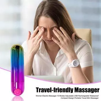 Женский электрический массажер 10 режимов Регулируемый USB перезаряжаемый водонепроницаемый Компактный дизайн Портативный