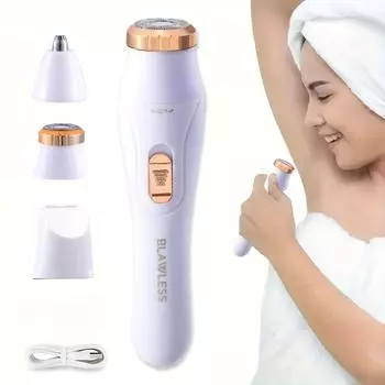 Женский электрический триммер для удаления волос 3 в 1, USB-перезаряжаемый триммер для лица, триммер для удаления волос на всем теле белый