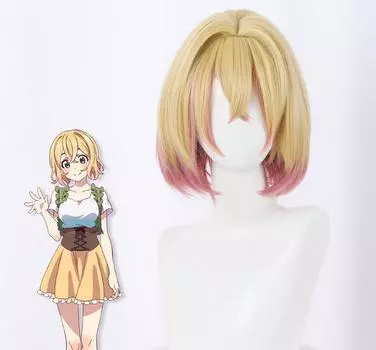 Женский аниме Нанами Мами, парик для косплея, аниме напрокат, короткий термостойкий парик из синтетических волос + бесплатная шапочка для парика 35cm бежевый