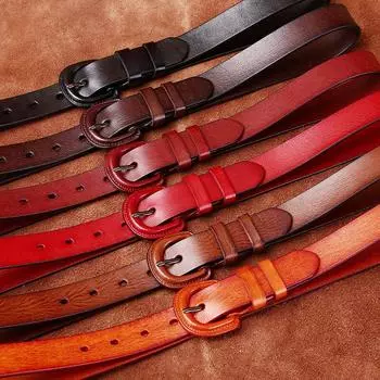 Женский антиаллергенный ремень, женский кожаный ремень с пряжкой, стильный, простой и универсальный, повседневный джинсовый, первый слой, воловья кожа 90cm