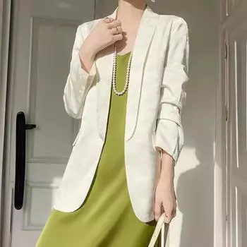 Женский атласный блейзер свободного кроя в национальном стиле 2024 года