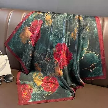 Женский атласный квадратный шарф 2024 года, женский шейный платок, женская мода, повязки для волос, бандана, повязка на голову, аксессуары 70x70cm