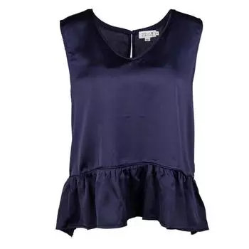 Женский атласный топ без рукавов с баской MOLLY BRACKEN XXL темно-синий