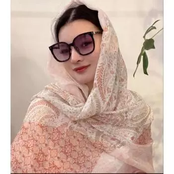 Женский этнический стиль ретро пряжка летний солнцезащитный для путешествий и фотосъемки универсальный тонкий шарф модный платок 90 * 180cm ярко-розовый