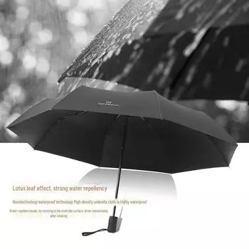 Женский автоматический зонт двойного назначения: Солнце, дождь, складной, черный зонтик 8K