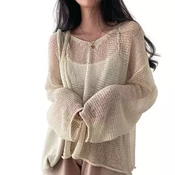 Женский ажурный трикотаж, винтажные сетчатые топы с защитой от солнца