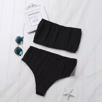 Женский бандажный бюстгальтер с бюстгальтером для купания, комплект из 2 предметов, купальный костюм M чёрный