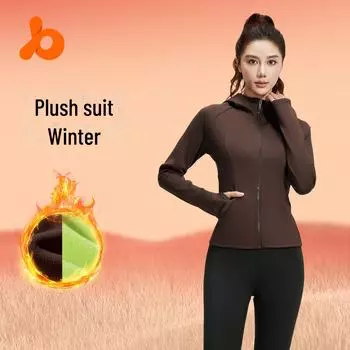 Женский бархатный комплект для фитнеса и йоги с капюшоном Juyitang — облегающий крой, осень/зима XXL