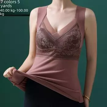 Женский бархатный кружевной терможилет со встроенными нагрудными накладками 2XL