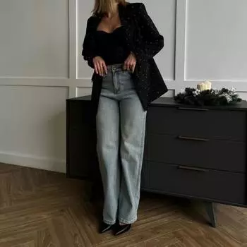 Женский бархатный пиджак Diamond, модный тонкий пиджак с длинными рукавами, женский повседневный пиджак 2025 года, блестящий офисный женский уличный стиль S чёрный