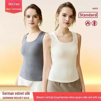 Женский бархатный полосатый жилет с нагрудной накладкой - Silk Protein, теплый для осени и зимы South Korea, 2XL