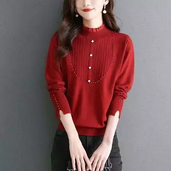 Женский бархатный свитер с дополнительной толщиной и встроенным бархатом. Осенне-зимняя базовая рубашка с полувысоким воротом и кружевным топом. Переплетенный свитер. S белый