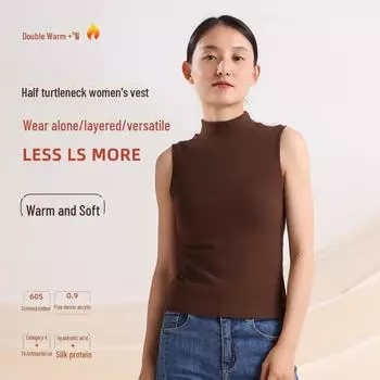 Женский бархатный жилет с гиалуроновой кислотой, осень/зима, полувысокий воротник XL коричневый