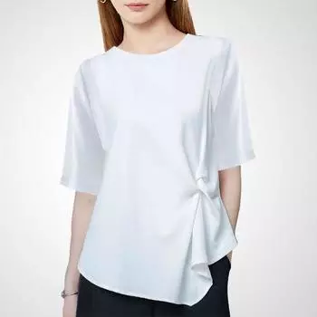 Женский белый асимметричный свободный шикарный вязаный хлопок White- 2XL