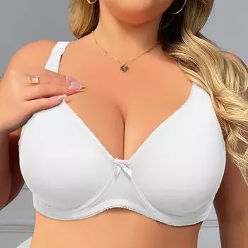 Женский белый бюстгальтер больших размеров, бесшовное нижнее белье на косточках, полная чашечка с удобным широким ремешком, повседневный повседневный бюстгальтер с чашкой D 100D белый
