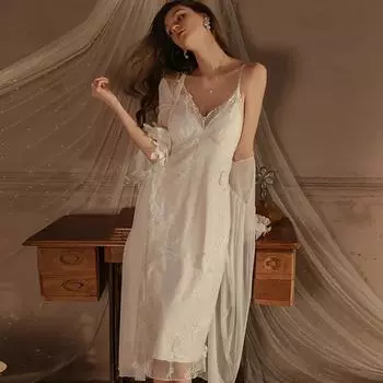 Женский белый пижамный комплект, ночная рубашка на подтяжках с чашечками бюстгальтера, сексуальный женский пижамный комплект M