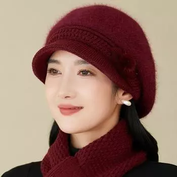 Женский берет и вязаная шапка - эластичные, легкие, однотонные, с застежкой на пуговицы, подарок на день рождения и праздник, теплая одежда для отдыха на природе осенью/зимой чёрный