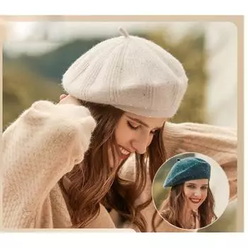 Женский берет, осенне-зимняя шерстяная шапка, мягкая зимняя шапка, женская однотонная шапка one size (56-58cm) красный