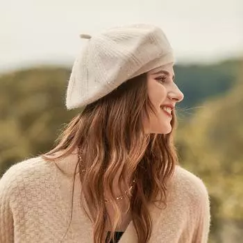 Женский берет, осенне-зимняя шерстяная шапка, мягкая зимняя шапка, женская однотонная шапка one size (56-58cm) красный