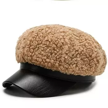 Женский берет, осенне-зимняя восьмиугольная шапка для женщин, кашемировая кепка газетчика, теплая кепка в британском стиле хаки