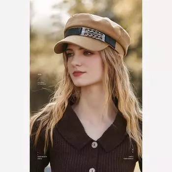 Женский берет, весенне-осенний берет, восьмиугольная шляпа, модная шляпа M(55-59CM) чёрный