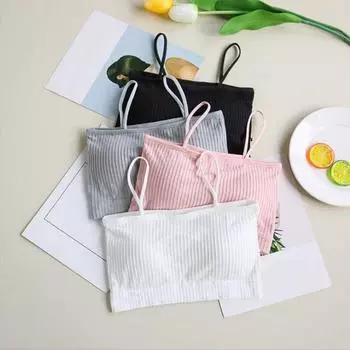 Женский беспроводной однотонный топ-труба, бюстгальтер для девочек, мягкий бюстгальтер, нижнее белье, нижнее белье One Size чёрный