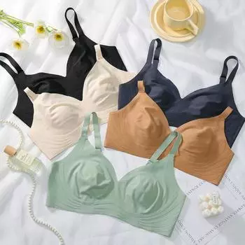 Женский бесшовный эластичный бюстгальтер без шнуровки, нижнее белье, бюстгальтеры с полным покрытием для женщин L чёрный