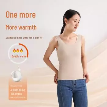 Женский бесшовный бархатный согревающий жилет с гиалуроновой кислотой и антибактериальными свойствами для осени и зимы 3XL верблюд