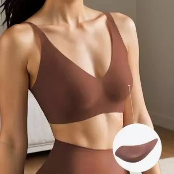 Женский бесшовный беспроводной бюстгальтер с V-образным вырезом, сексуальное удобное женское нижнее белье, прокладки, нижнее белье, бюстгальтер без косточек для женщин SML Xl S дубильная кора