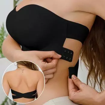 Женский бесшовный бюстгальтер без бретелек с подкладкой, боковыми пуговицами, с перекрестной повязкой, удобный гладкий бюстгальтер с запахом сзади S белый