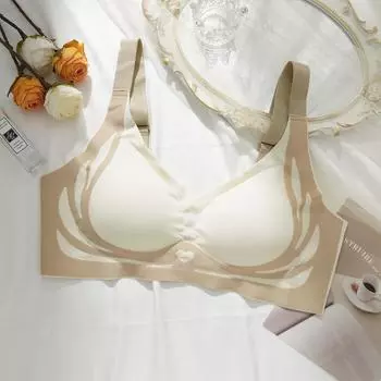 Женский бесшовный бюстгальтер без стальных колец, приподнимающий и приподнимающий грудь, легкий роскошный бюстгальтер, приятный для кожи, дышащий, удобный бюстгальтер L бежевый