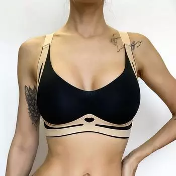 Женский бесшовный бюстгальтер без стальных колец, приподнимающий и приподнимающий грудь, легкий роскошный бюстгальтер, приятный для кожи, дышащий, удобный бюстгальтер M чёрный