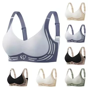 Женский бесшовный бюстгальтер большого размера со стальным кольцом для спортивной сборки с фиксацией чашек 36 чёрный