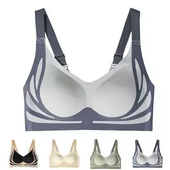 Женский бесшовный бюстгальтер большого размера со стальным кольцом для спортивной сборки с фиксацией чашек 34 чёрный