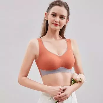 Женский бесшовный бюстгальтер для сна, беспроводной тонкий бюстгальтер, собранное нижнее белье, спортивный жилет для йоги, бюстгальтер на бретелях M