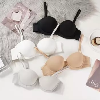 Женский бесшовный бюстгальтер, мягкое нижнее белье, бюстгальтер пуш-ап, бюстгальтер с чашкой 1/2, удобное невидимое беспроводное простое сексуальное нижнее белье 32/70 белый