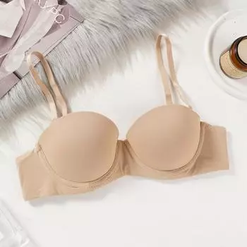 Женский бесшовный бюстгальтер Push-Up Bra Wireless 1/2 Cup Brass Мягкие удобные невидимые простые сексуальные нижнее белье Brass 32/70 бежевый