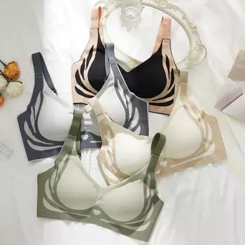 Женский бесшовный бюстгальтер Push-Up, собирающий грудь, антипровисающий тонкий бюстгальтер без стального кольца, удобный бюстгальтер, нижнее белье M чёрный