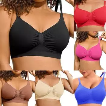 Женский бесшовный бюстгальтер с чашками DE Plus без стального кольца, однослойный дышащий и удобный спортивный бюстгальтер-майка M чёрный