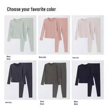 «Женский бесшовный комплект термобелья из модала»: Длинные рукава сверху и нижние брюки на осень. S female model чёрный