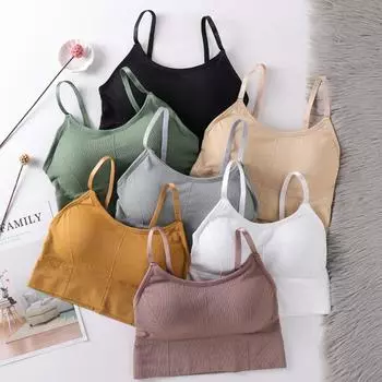 Женский бесшовный повседневный спортивный бюстгальтер, укороченный топ, майки, бюстгальтер для сна, дышащий дышащий бюстгальтер для девочек one size чёрный