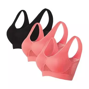 Женский бесшовный спортивный бюстгальтер для йоги без косточек со съемными подушечками L разноцветный