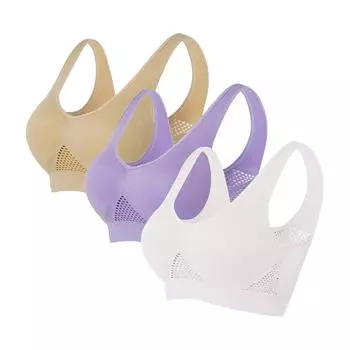 Женский бесшовный спортивный бюстгальтер для йоги без косточек со съемными подушечками L разноцветный